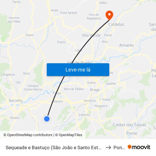 Sequeade e Bastuço (São João e Santo Estêvão) to Ponte map