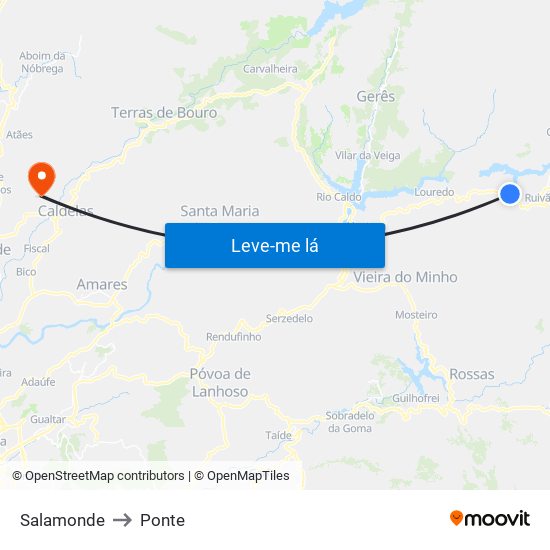 Salamonde to Ponte map