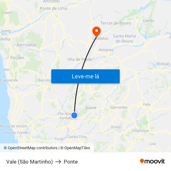 Vale (São Martinho) to Ponte map