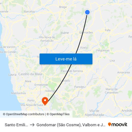 Santo Emilião to Gondomar (São Cosme), Valbom e Jovim map