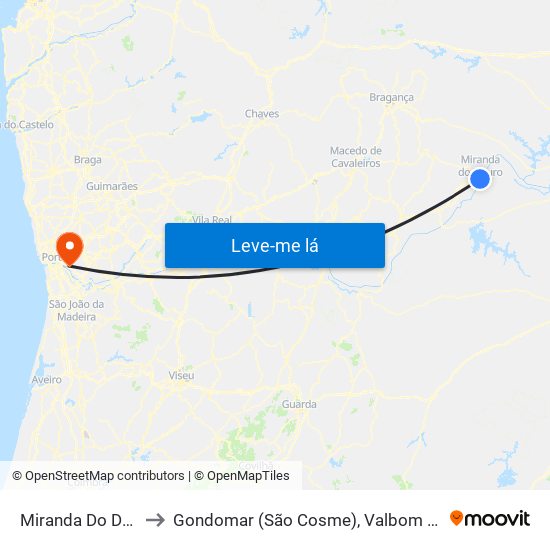 Miranda Do Douro to Gondomar (São Cosme), Valbom e Jovim map