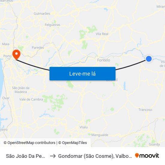 São João Da Pesqueira to Gondomar (São Cosme), Valbom e Jovim map