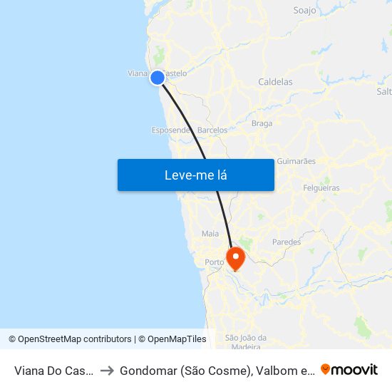 Viana Do Castelo to Gondomar (São Cosme), Valbom e Jovim map