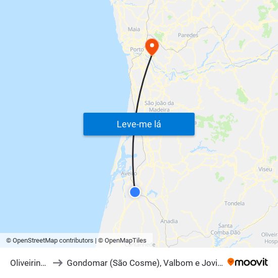 Oliveirinha to Gondomar (São Cosme), Valbom e Jovim map