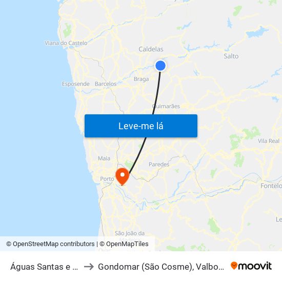 Águas Santas e Moure to Gondomar (São Cosme), Valbom e Jovim map
