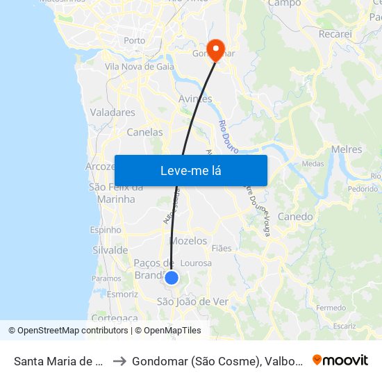 Santa Maria de Lamas to Gondomar (São Cosme), Valbom e Jovim map