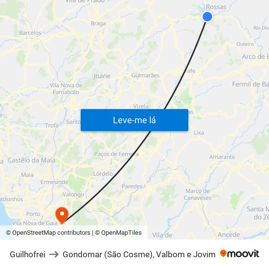 Guilhofrei to Gondomar (São Cosme), Valbom e Jovim map
