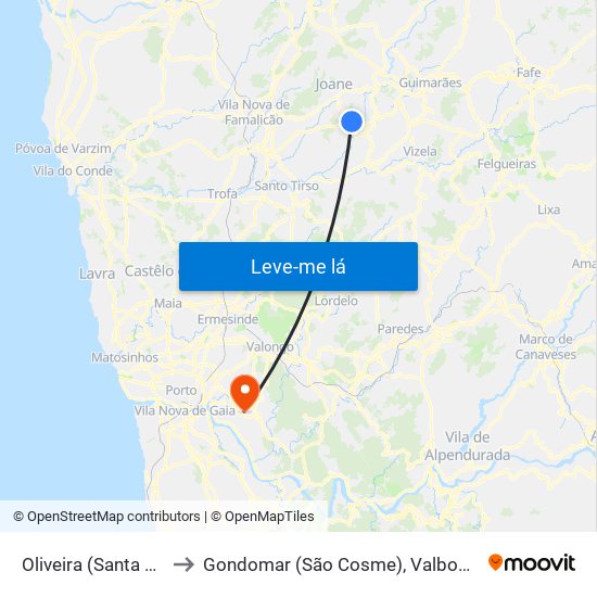 Oliveira (Santa Maria) to Gondomar (São Cosme), Valbom e Jovim map