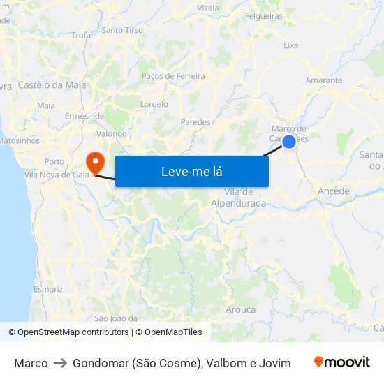 Marco to Gondomar (São Cosme), Valbom e Jovim map