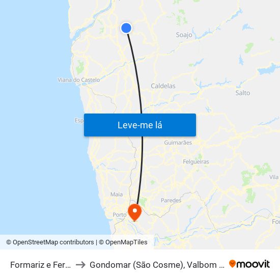 Formariz e Ferreira to Gondomar (São Cosme), Valbom e Jovim map