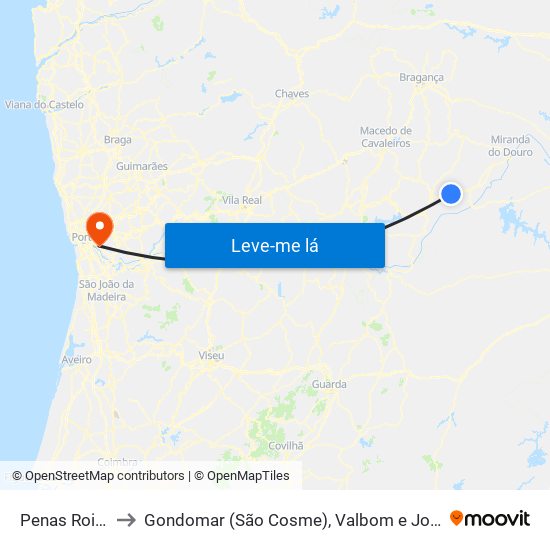 Penas Roias to Gondomar (São Cosme), Valbom e Jovim map