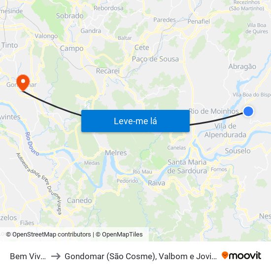 Bem Viver to Gondomar (São Cosme), Valbom e Jovim map