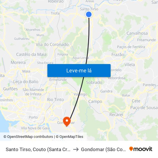 Santo Tirso, Couto (Santa Cristina e São Miguel) e Burgães to Gondomar (São Cosme), Valbom e Jovim map