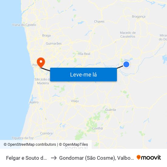 Felgar e Souto da Velha to Gondomar (São Cosme), Valbom e Jovim map