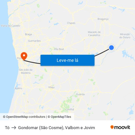 Tó to Gondomar (São Cosme), Valbom e Jovim map