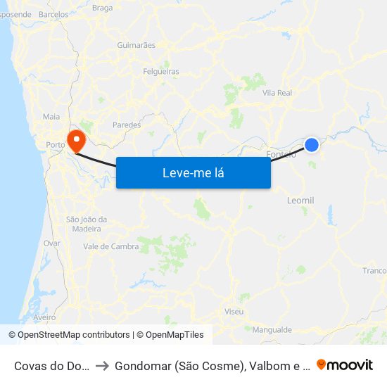 Covas do Douro to Gondomar (São Cosme), Valbom e Jovim map