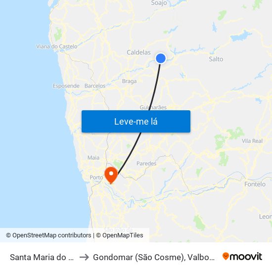 Santa Maria do Bouro to Gondomar (São Cosme), Valbom e Jovim map