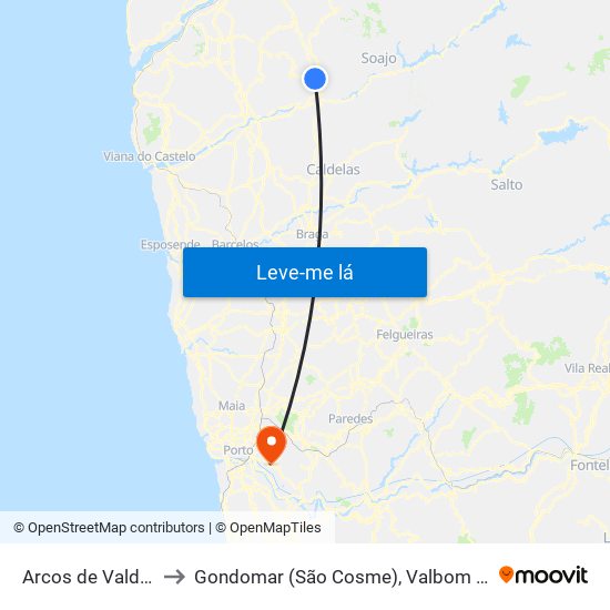 Arcos de Valdevez to Gondomar (São Cosme), Valbom e Jovim map