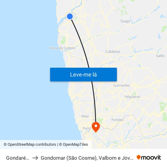 Gondarém to Gondomar (São Cosme), Valbom e Jovim map