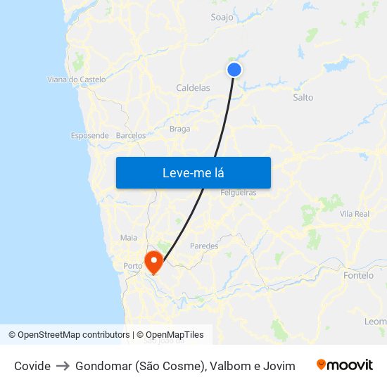 Covide to Gondomar (São Cosme), Valbom e Jovim map