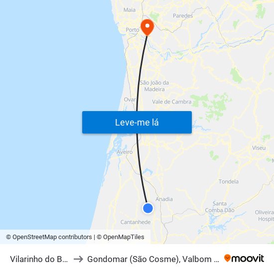 Vilarinho do Bairro to Gondomar (São Cosme), Valbom e Jovim map