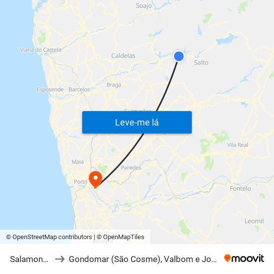 Salamonde to Gondomar (São Cosme), Valbom e Jovim map