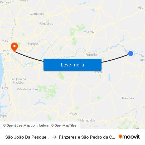 São João Da Pesqueira to Fânzeres e São Pedro da Cova map