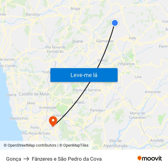 Gonça to Fânzeres e São Pedro da Cova map