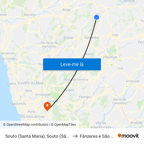 Souto (Santa Maria), Souto (São Salvador) e Gondomar to Fânzeres e São Pedro da Cova map