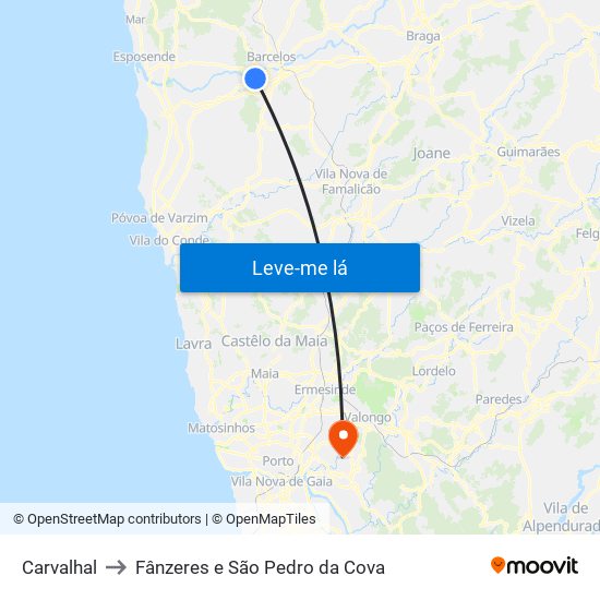 Carvalhal to Fânzeres e São Pedro da Cova map