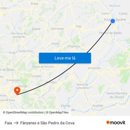 Faia to Fânzeres e São Pedro da Cova map