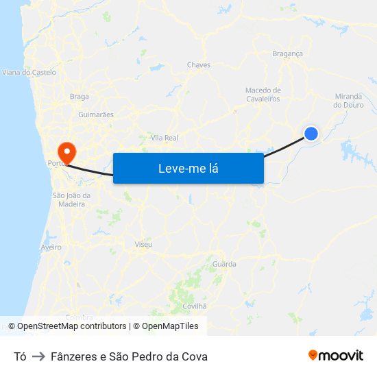 Tó to Fânzeres e São Pedro da Cova map