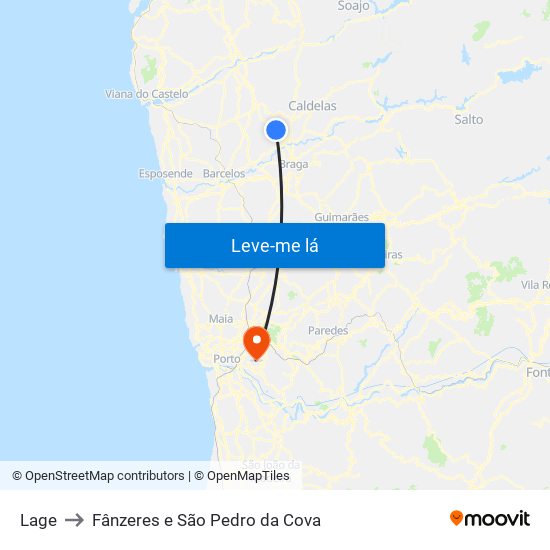 Lage to Fânzeres e São Pedro da Cova map