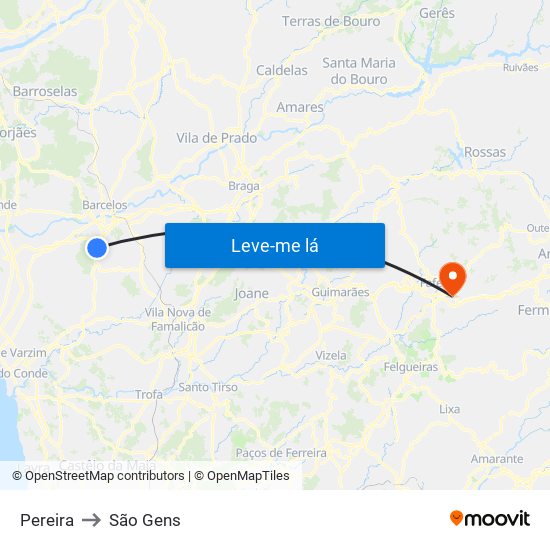 Pereira to São Gens map