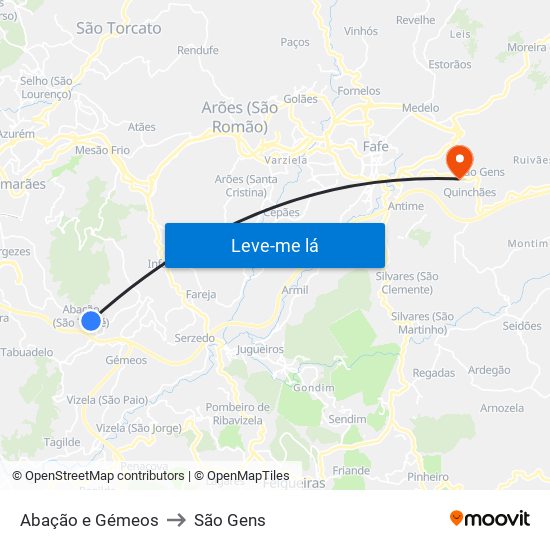 Abação e Gémeos to São Gens map