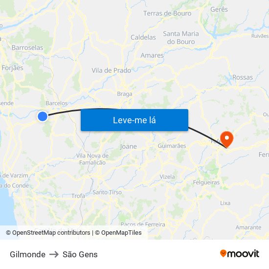 Gilmonde to São Gens map