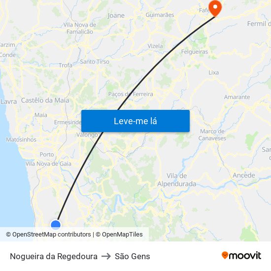 Nogueira da Regedoura to São Gens map