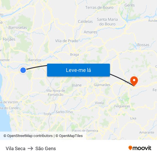 Vila Seca to São Gens map