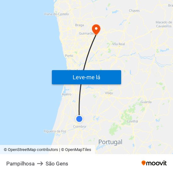 Pampilhosa to São Gens map