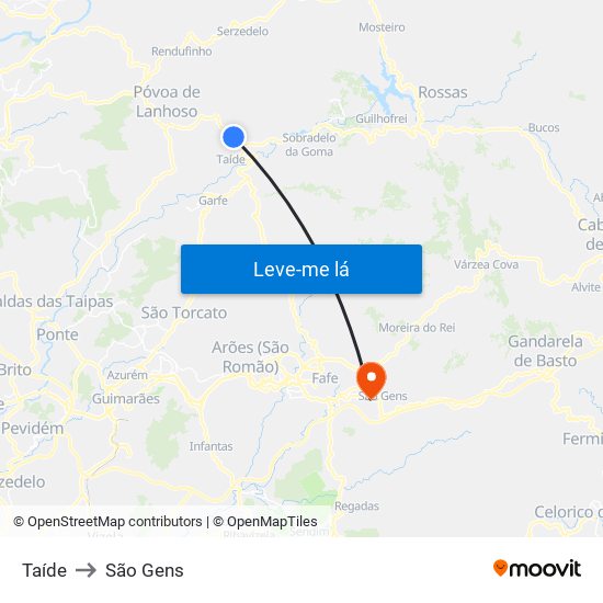 Taíde to São Gens map