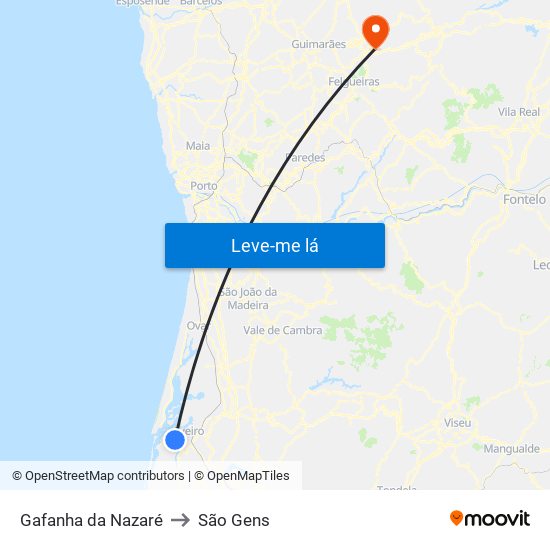 Gafanha da Nazaré to São Gens map