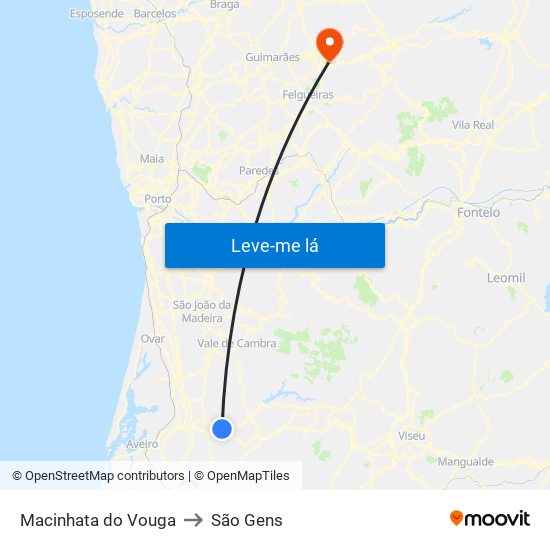 Macinhata do Vouga to São Gens map