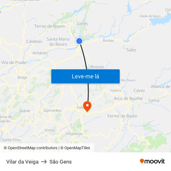 Vilar da Veiga to São Gens map