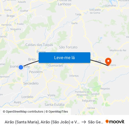 Airão (Santa Maria), Airão (São João) e Vermil to São Gens map