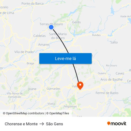 Chorense e Monte to São Gens map