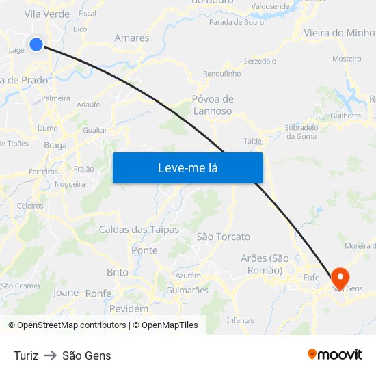 Turiz to São Gens map