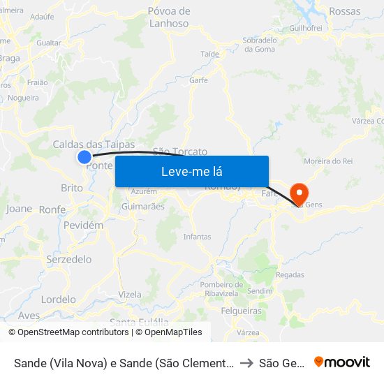 Sande (Vila Nova) e Sande (São Clemente) to São Gens map