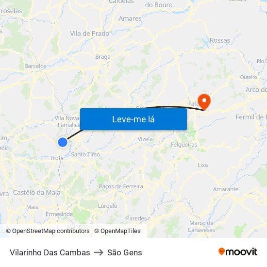 Vilarinho Das Cambas to São Gens map