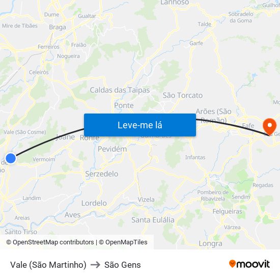 Vale (São Martinho) to São Gens map