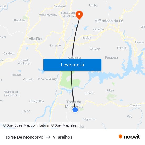 Torre De Moncorvo to Vilarelhos map